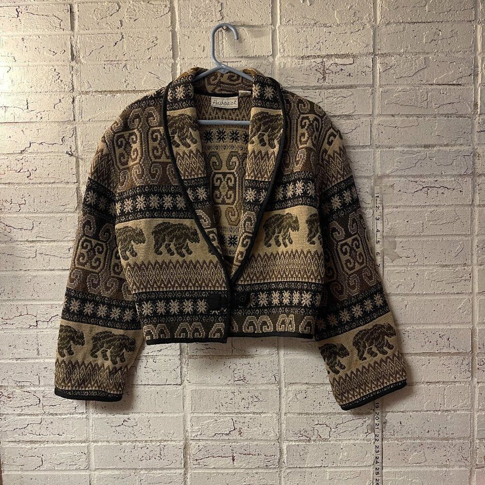 Multicolor Flashback vintage tapestry Cropped blazer Medium